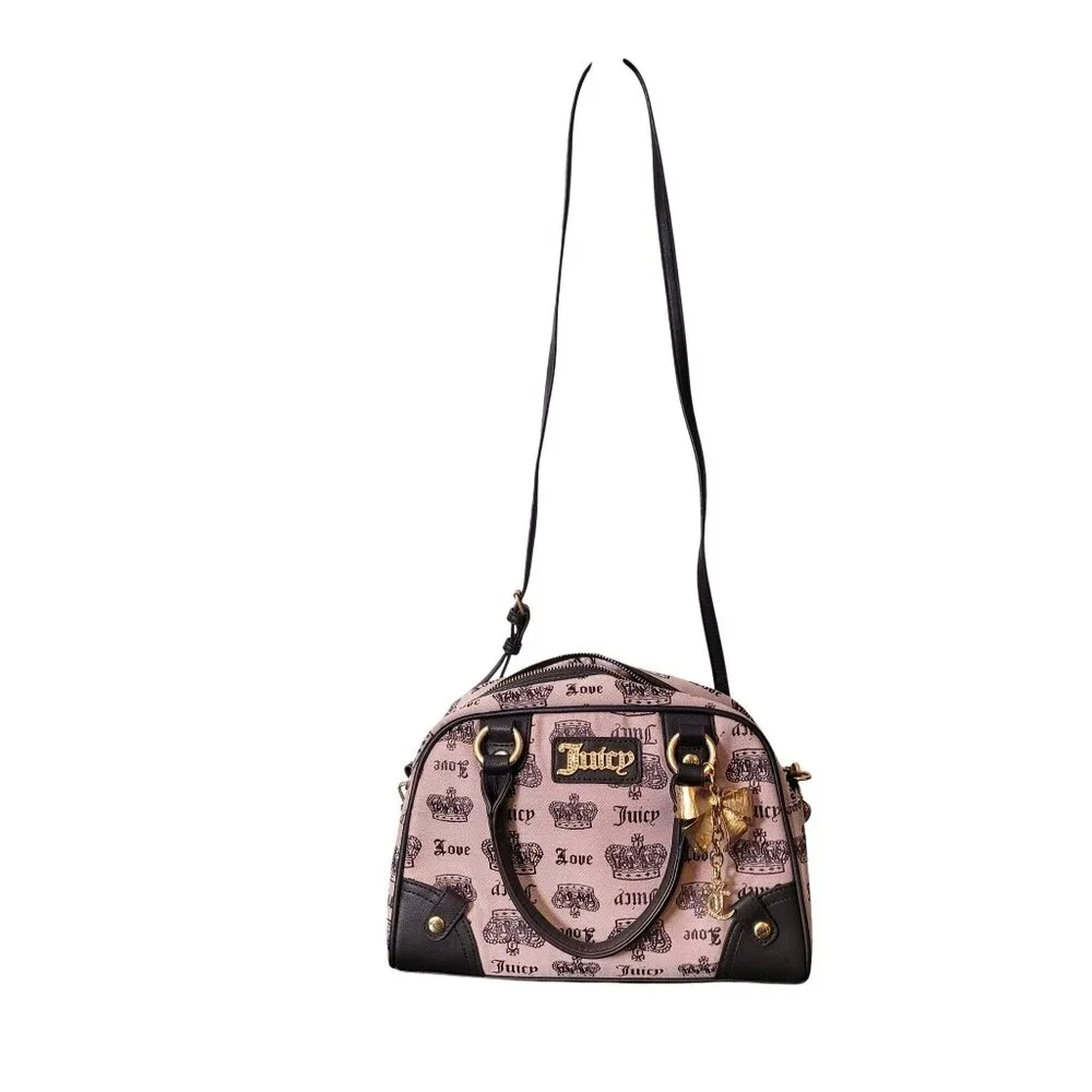 Juicy Couture Light Pink & Brown Trim Crossbody Satchel Bag - Picture 4 of 16